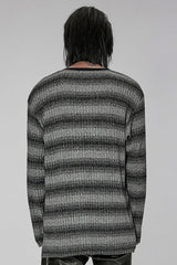 Round Collar Long Sleeves Striped Print Men's Steampunk Sweater 2 Colors - Product - 3