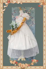 Apricot [Moon goddess *Mediana*] Polka Dot Print Ruffle Bowknot Asymmetric Sweet Elegant Lolita Dress - Product - 11