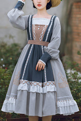 Multi-Color Detachable Collar Ruffled Sweet Lolita OP Dress - Multi-Color - 1