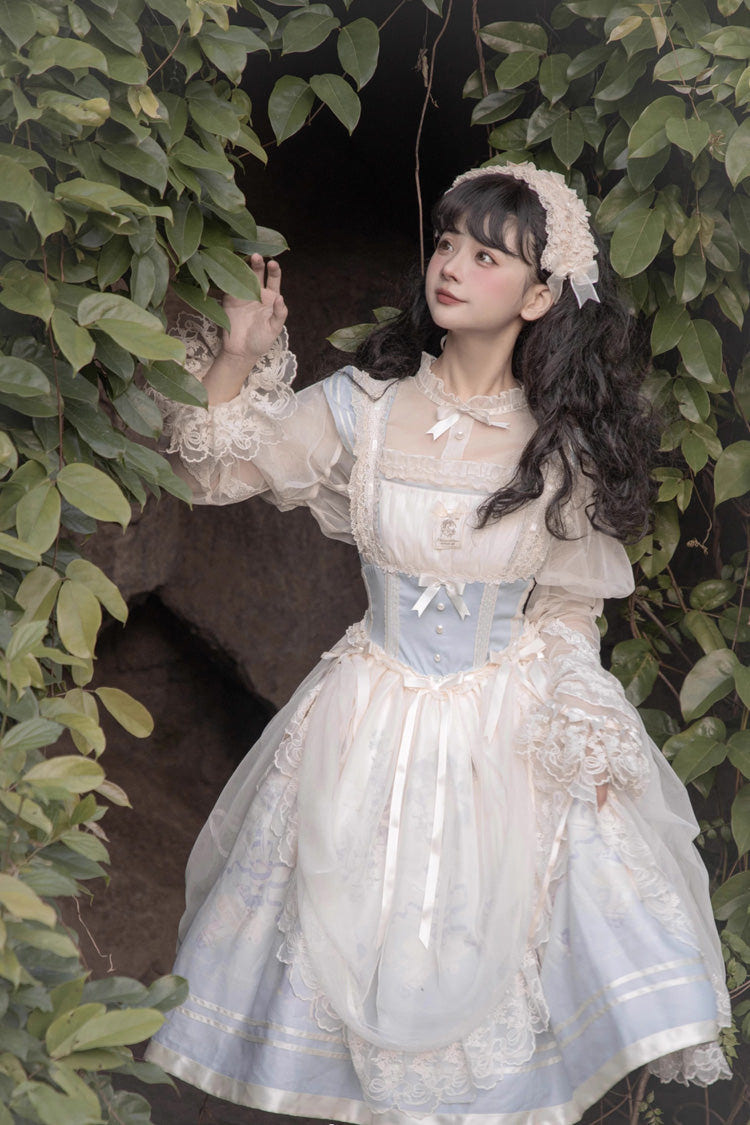 Dream Doll Ballet Rabbit Print Sweet Lolita Jsk Dress 2 Colors - Product - 9
