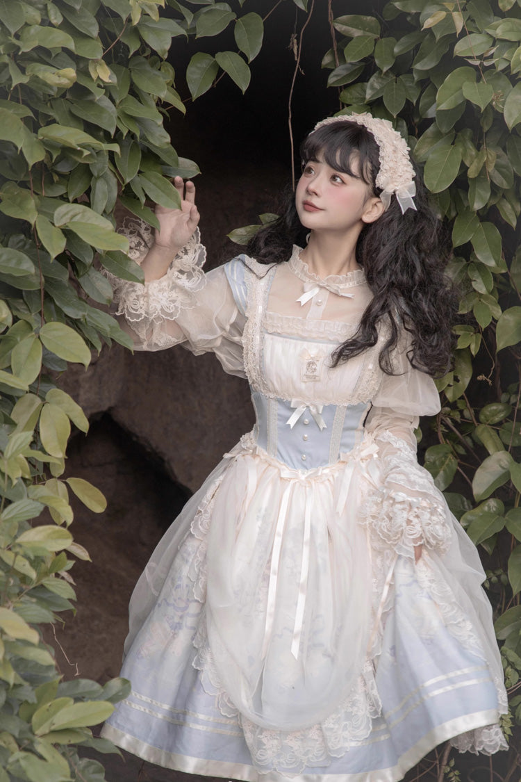 Dream Doll Ballet Rabbit Print Sweet Lolita Jsk Dress 2 Colors - Product - 9