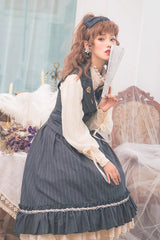 Multi-layer Striped Print Ruffle Sweet College Style Elegant Lolita Skirt 3 Colors - Product - 10