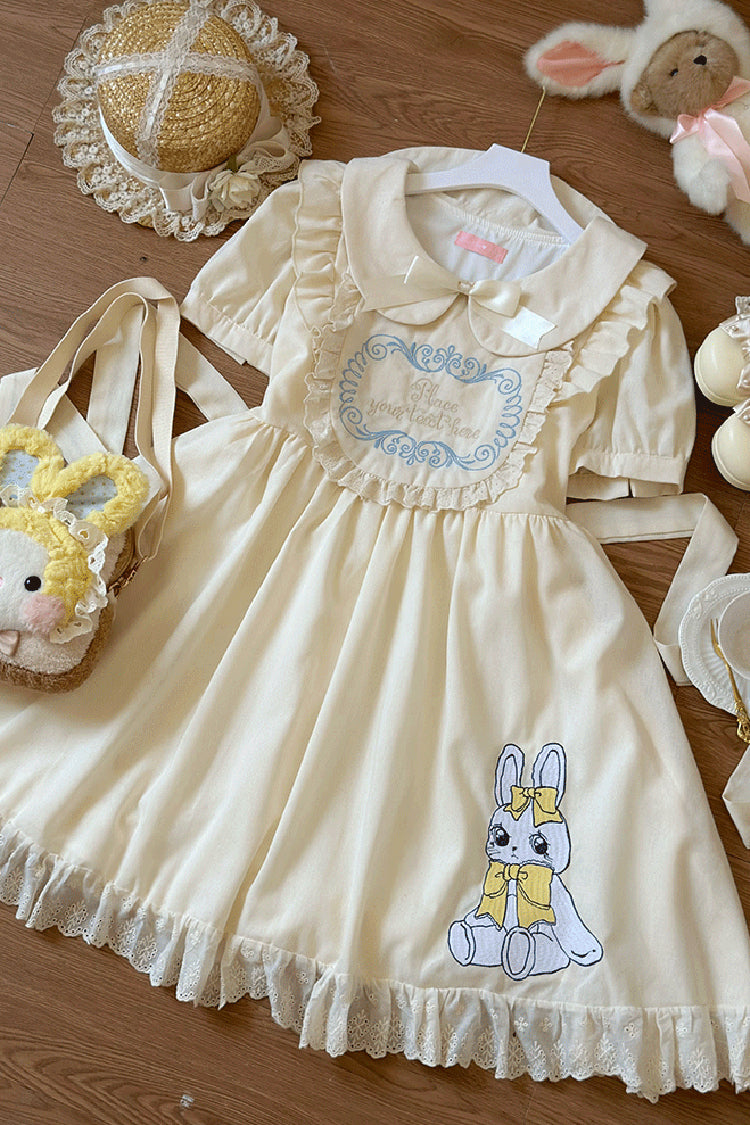 アプリコット スイートロリータワンピース｜半袖、フリル、リボン、刺繍、大きいサイズ – 記載アイテムのみ 商品画像