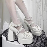 Gothic Cross Straps Bowknot Lolita High Heels 4 Colors - Product - 5
