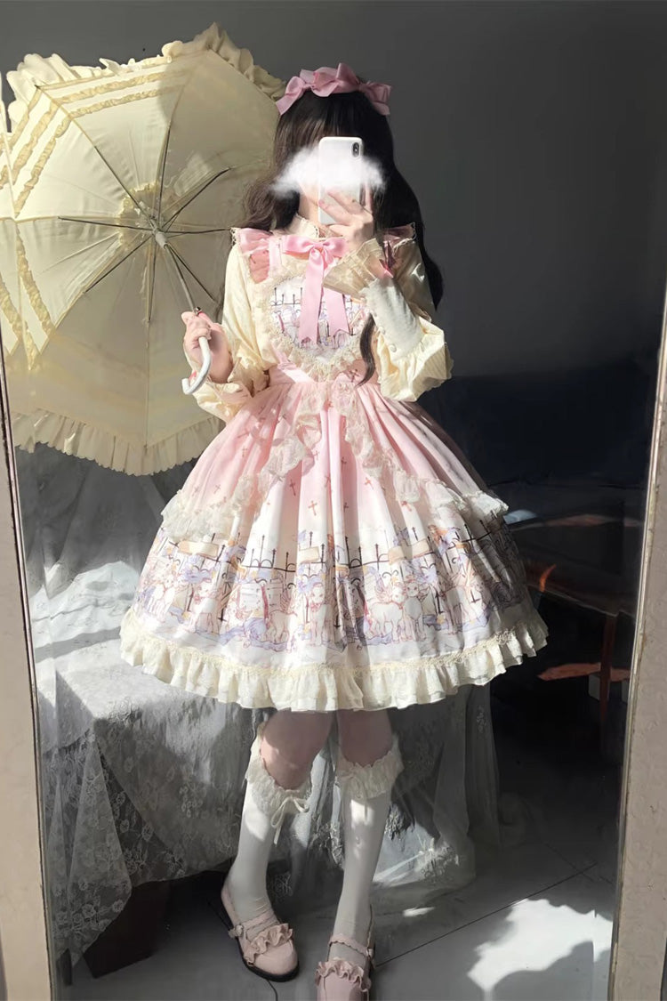 [Angel Lamb] Printed Ruffled Bow Sweet Lolita Skirt 3 Colors - Product - 13