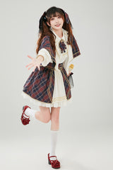 Little Idol Multi-Color Plaid Print Ruffle Sweet Lolita Skirt - Product - 13