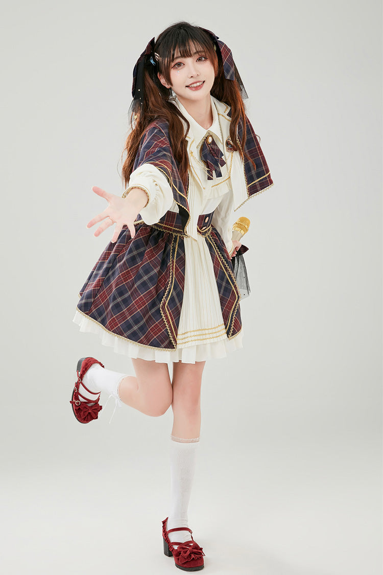 Little Idol Multi-Color Plaid Print Ruffle Sweet Lolita Skirt - Product - 13