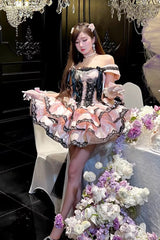 Pink [Love Poems of the Heart] Sleeveless Triple-Layered Ruffled Lace Lace-Up Sweet Lolita Jsk Dress - Product - 5