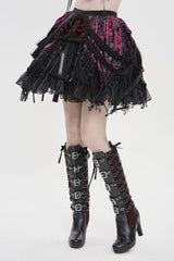 Black/Red  Multi-Layered  Tassels  Chain-Decorated Women's Gothic Skirt - Product - 10