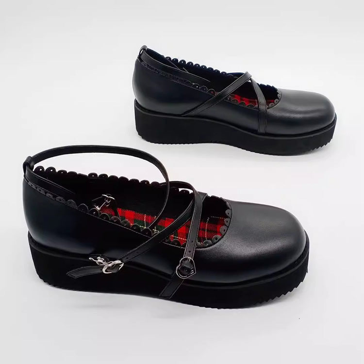 Black Doll Round Toe Soft Sister Cute Student Platform Shoes - Product - 6