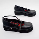 Black Doll Round Toe Soft Sister Cute Student Platform Shoes - Product - 6