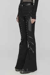 Black Mesh Rivet Women's Punk Flared Pants - Product - 2