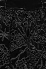 Black Sleeveless Floral Embroidery Women's Gothic Fishtail Slip Dress - Product - 8