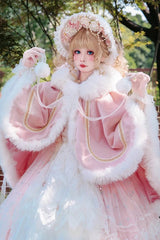 [Snowflake Ballad] Sweet Princess Fur-Collar Lolita Coat Cloak 7 Colors - Product - 3