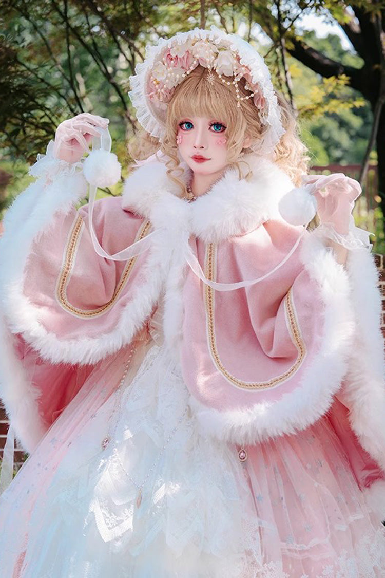 [Snowflake Ballad] Sweet Princess Fur-Collar Lolita Coat Cloak 7 Colors - Product - 3