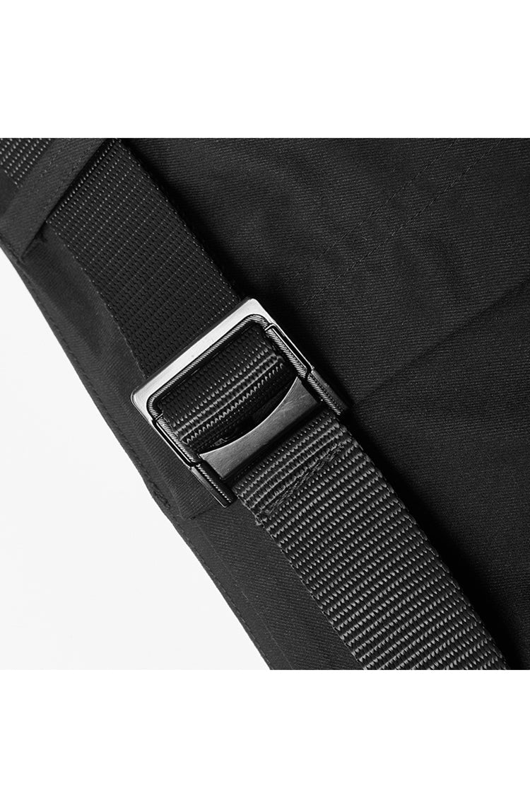 Black Clasp Belt Multi-Level Pocket Pit Ribbon Decoration High Waist Women's Punk Shorts - Product - 7