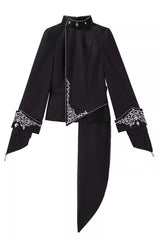 Black [Sword of Oath] Long Sleeves Embroidered Gothic Vintage Knight Prince Ouji Lolita Set - Top - 14