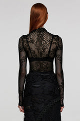 Black Long Sleeves Mesh Women's Gothic Blouse - Product - 3