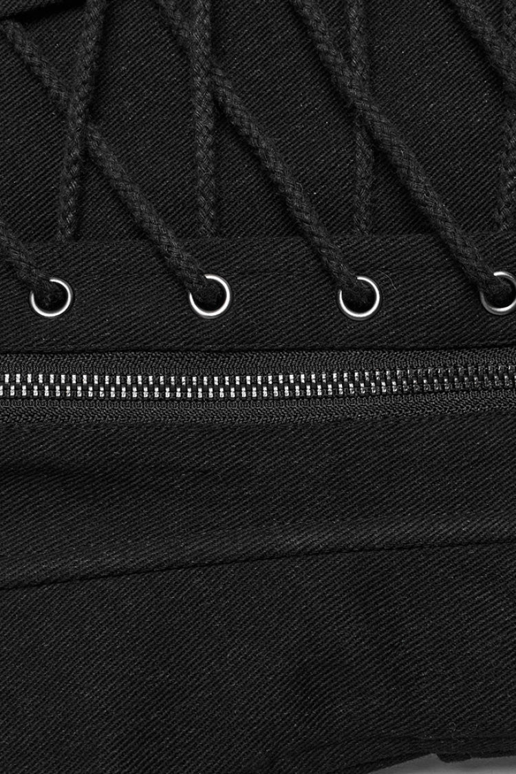 Black Stitching Mesh Cross Tied Rope Women's Steampunk Corset - Product - 7