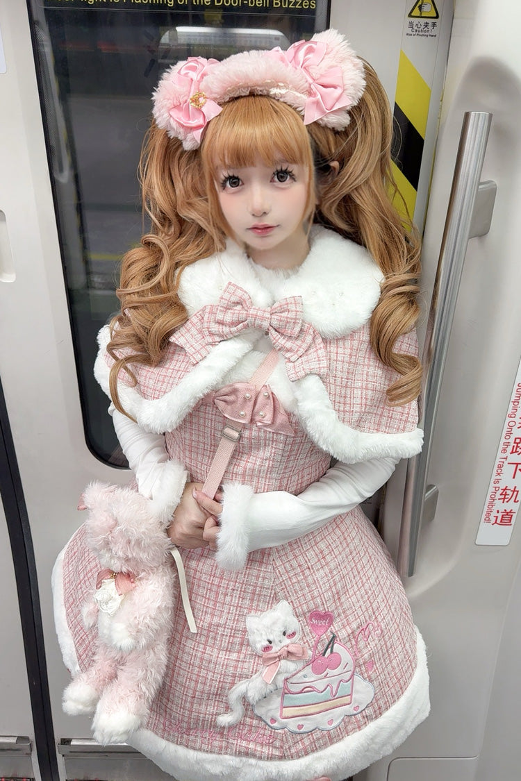 Pink Print Embroidery Bowknot Sweet Princess Lolita Jsk Dress - Product - 2