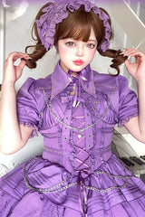 [Covenant Cross] Sleeveless Triple-Layered Ruffle Bowknot Lace-Up Gothic Lolita Jsk Dress 6 Colors - Product - 10