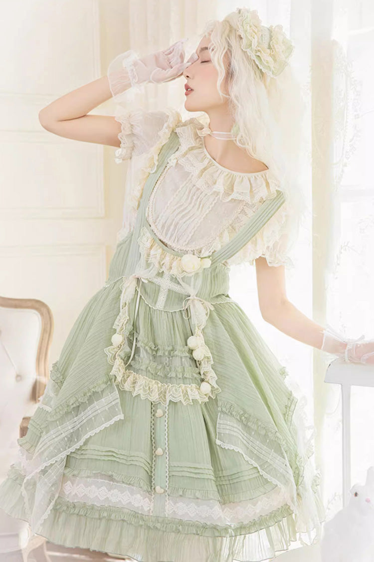 Green Doll Window Ruffle Sweet Lolita Jsk Tiered Dress - Product - 3
