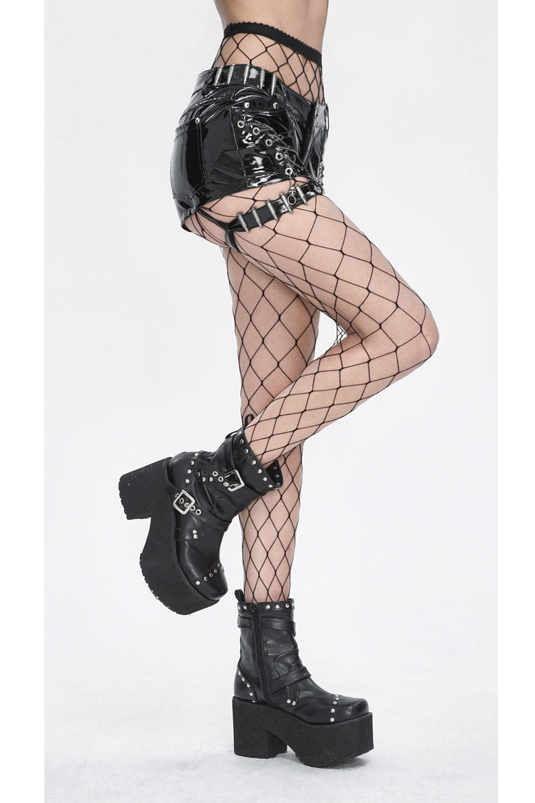 Black Slim Womens Steampunk Shorts - Product - 3