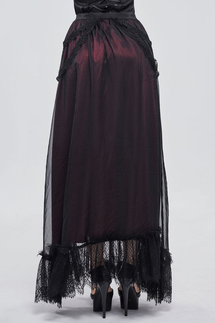 Black/Red Butterfly Lace Pendant Decoration Chiffon Women's Gothic Skirt - Product - 5