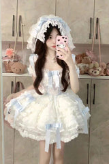 Love Song Multi-Layered Ruffle Hanayome Bowknot Lace Sweet Princess Lolita Jsk Dress 3 Colors - Product - 6