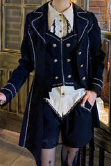 Black Hot Stamping Embroidery Ouji Handsome Cool Lolita Vest - Product - 2