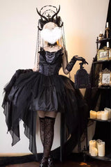 Black Goat of the Forest Lace-Up Gothic Elegant Lolita Dress - Black - 1