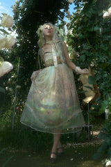 Green [Oil Painting – Spring] Sleeveless Print Ruffle Bowknot Lace Sweet Lolita Jsk Dress - Product - 6