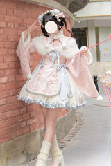 Pink Long Sleeves Ruffle Bowknot Sweet Chinese Style Lolita Dress - Product - 2