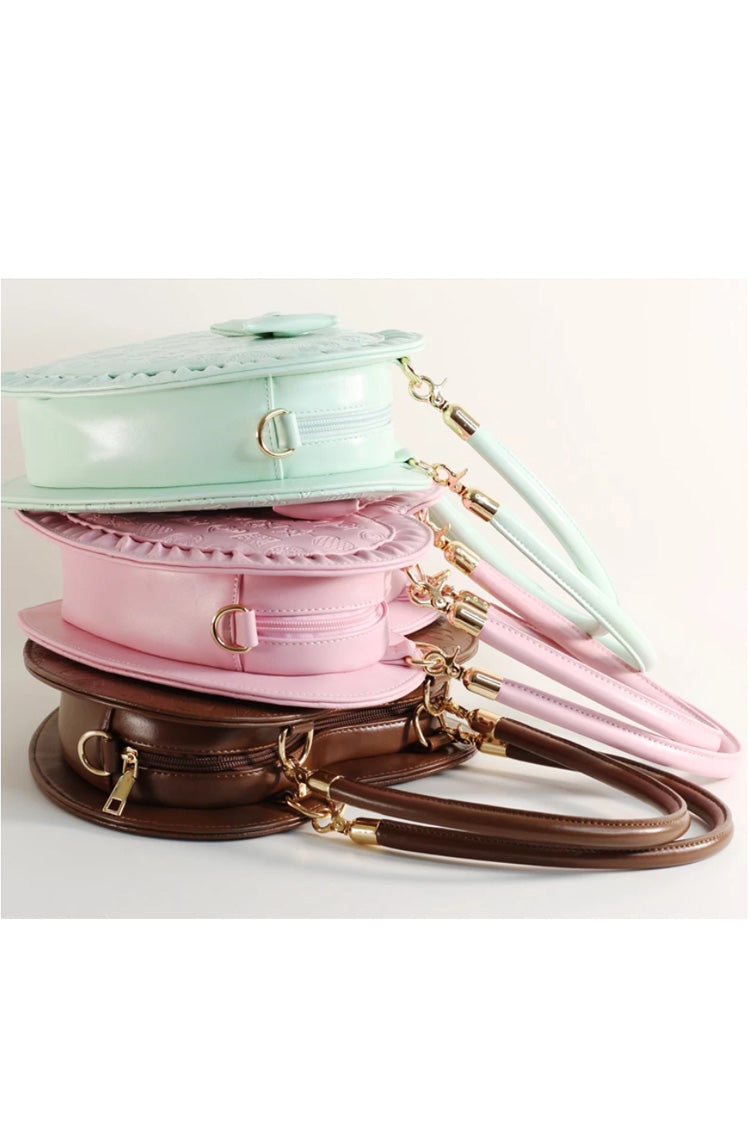 Heart‑Shaped Bow Sweet Lolita Handbag/Crossbody with Ruffled Trim 3 Colors - Product - 9