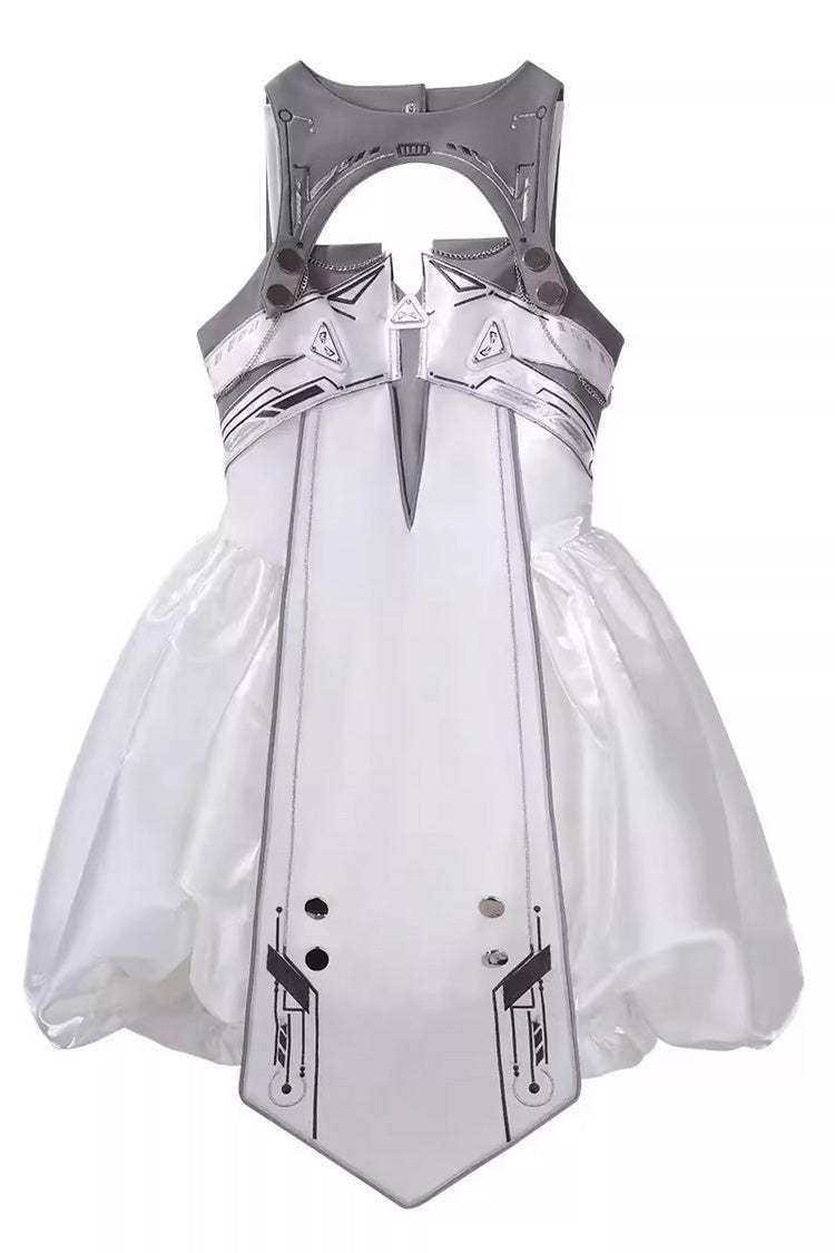 ホワイト [Tech Light Realm] ノースリーブ プリント Sci-Fi Techwear 未来的パンクロリータ ジャンパースカート（JSK） セット 商品画像
