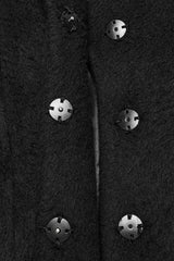Black Long Sleeves Studded Floral Embroidery Faux Fur Stitching Women's Gothic Coat - Product - 6