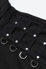 Black Lapel Collar Long Sleeves Rings Men's Punk Blouse - Product - 6