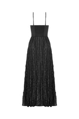 Black Sleeveless Floral Embroidered Lace Lace-Up Women's Gothic Slip Dress Wedding Dress - Product - 12