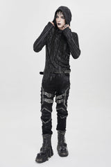 Black Buckle Straps Pleated Men's Punk Pants - Product - 7