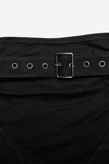 Black Stand Collar Long Sleeves Ripped Metal Chain Mens Steampunk T-Shirt - Product - 7