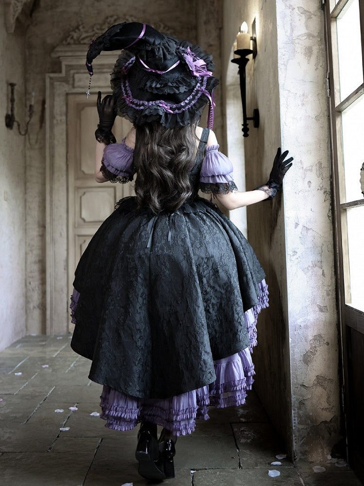 Purple & Black Gothic Underbust JSK Dress and Off-Shoulder Blouse Set detail view 2