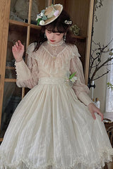 Ivory Elegant Vintage Tulip Multi-Layer Ruffled Classic Lolita Skirt Dress - Product - 4