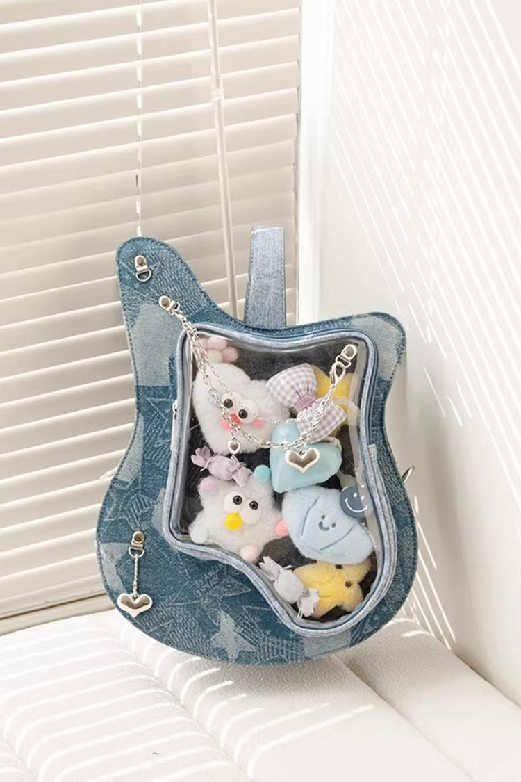 Guitar Heart Printed Chain-Decorated Sweet Lolita Itabag 3 Colors - Product - 13