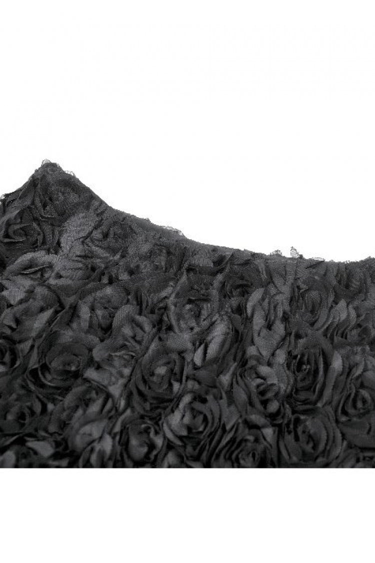 Black 3D Floral Jacquard Lace-Trimmed Women's Gothic Mini Shorts - Product - 10