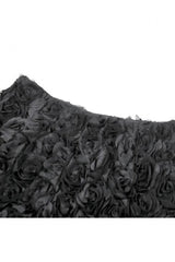 Black 3D Floral Jacquard Lace-Trimmed Women's Gothic Mini Shorts - Product - 10