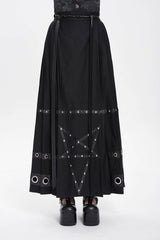 Black Eyelets Rivets Pentacle Horse-face Women's Punk Skirt - Product - 3