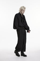 Black Studded Pleated Men's Gothic Tapered Pants - Product - 4