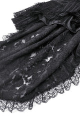 Black Square Collar Cap Sleeves Lace-Up High/Low Lace Ruffled Women's Gothic Princess Velvet Dress - Product - 16