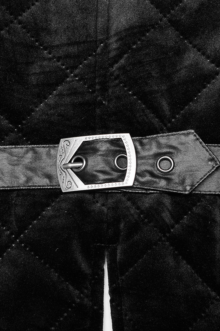 Black Inter-Cotton Sleeveless Buckle Men's Gothic Vest - Product - 9