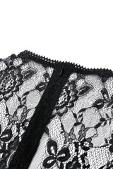Black Off Shoulder Long Sleeves Women's Gothic Irregular Lace Dress Wedding Dress - Product - 12